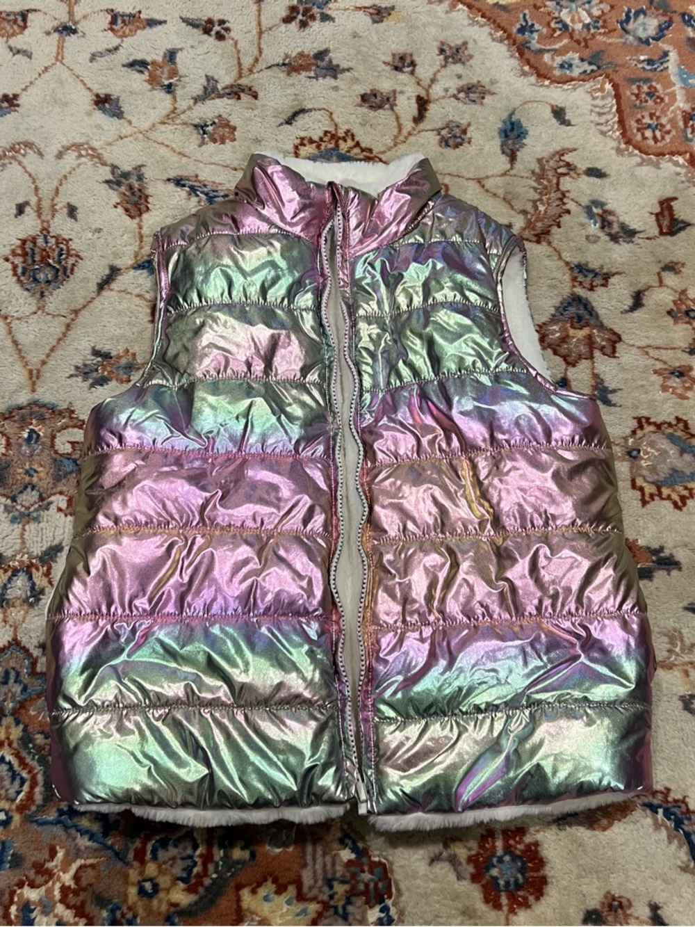 Girls Shimmer Iridescent Puffer Vest - Pink